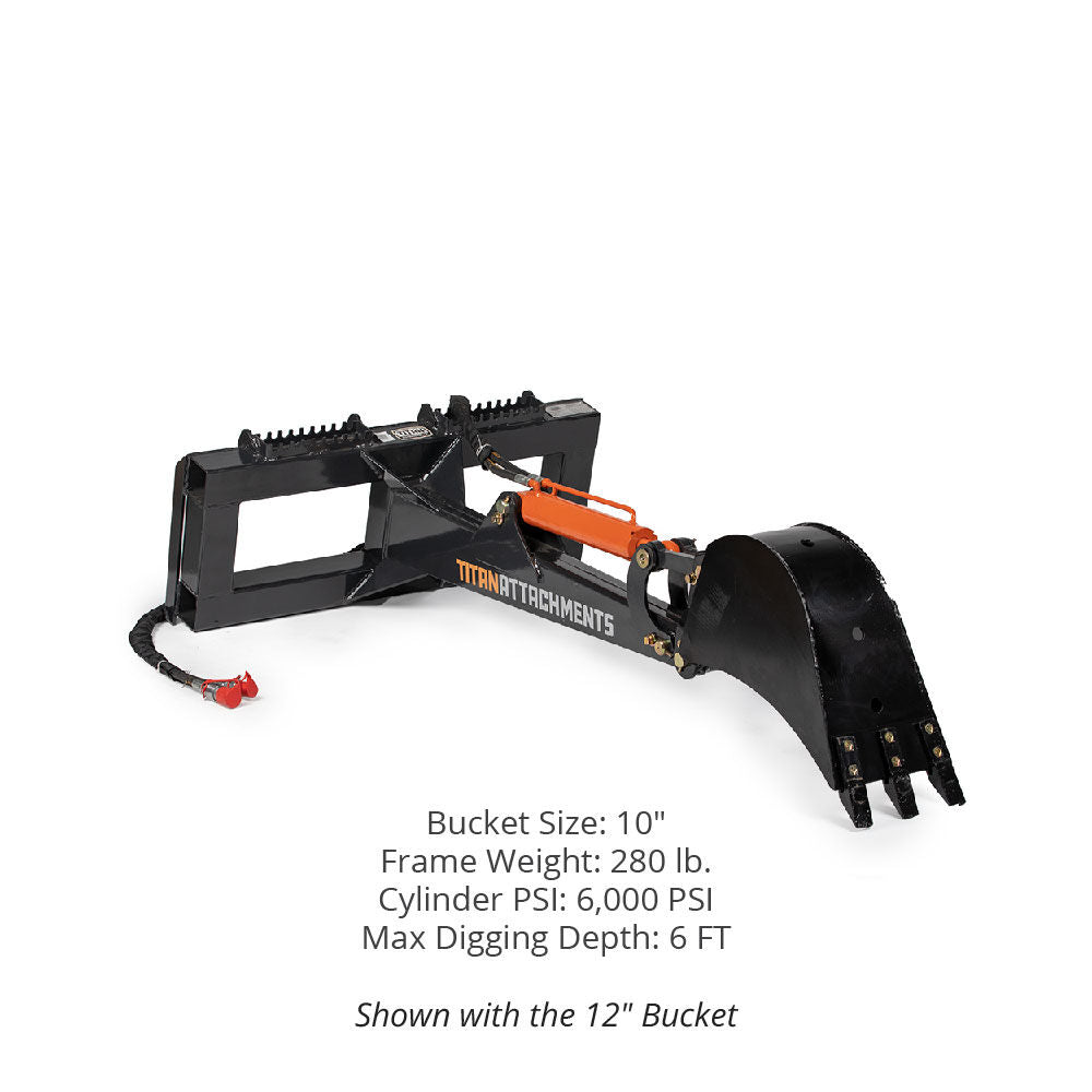 Skid Steer Fronthoe Excavator Attachment - Bucket Size: 10" - Optional Backhoe Thumb: No | 10" / No - view 33