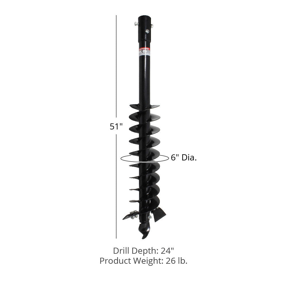 Auger Bit for 3 Point Post Hole Digger 24 Drilling Depth with Fishtail Point Digging Bit Only Titan Attachments