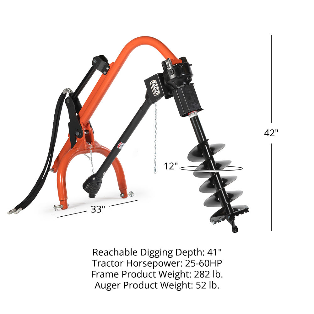 Pro Series 3 Point Post Hole Digger | PHD + 12" Auger