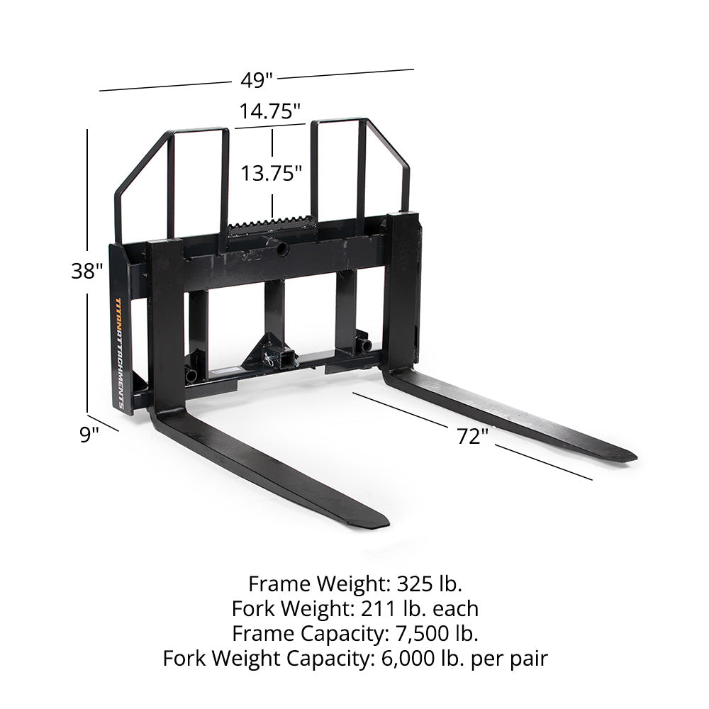 Class 3 Step-Through Pallet Fork Frame | Frame + 72" Class 3 Fork Blades
