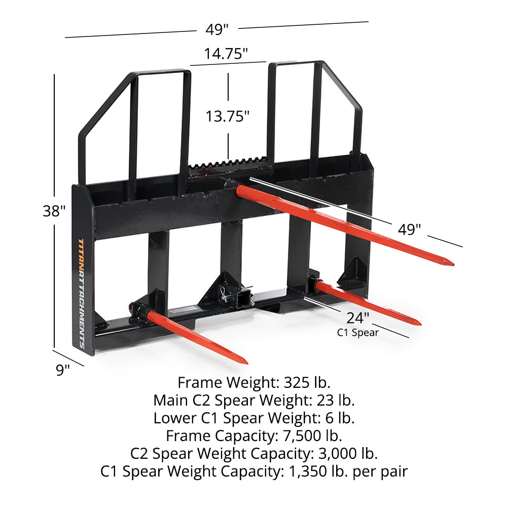 Class 3 Step-Through Hay Frame | 49" Main Spear + (2) 24" C1 Hay Bale Spears - view 40