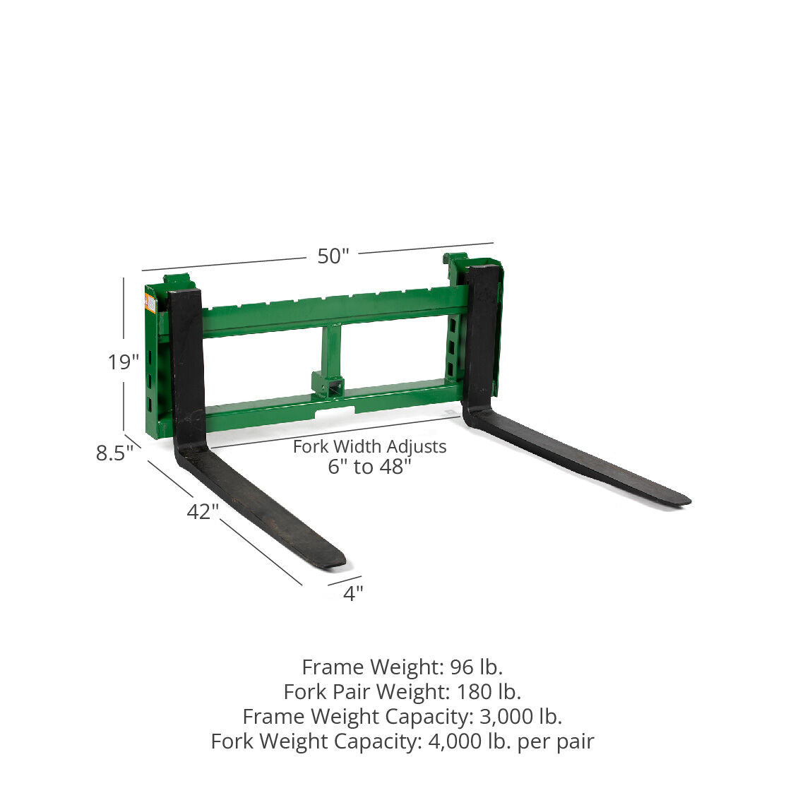 SCRATCH AND DENT - John Deere Pallet Fork Attachment, 42" Fork Blades - FINAL SALE