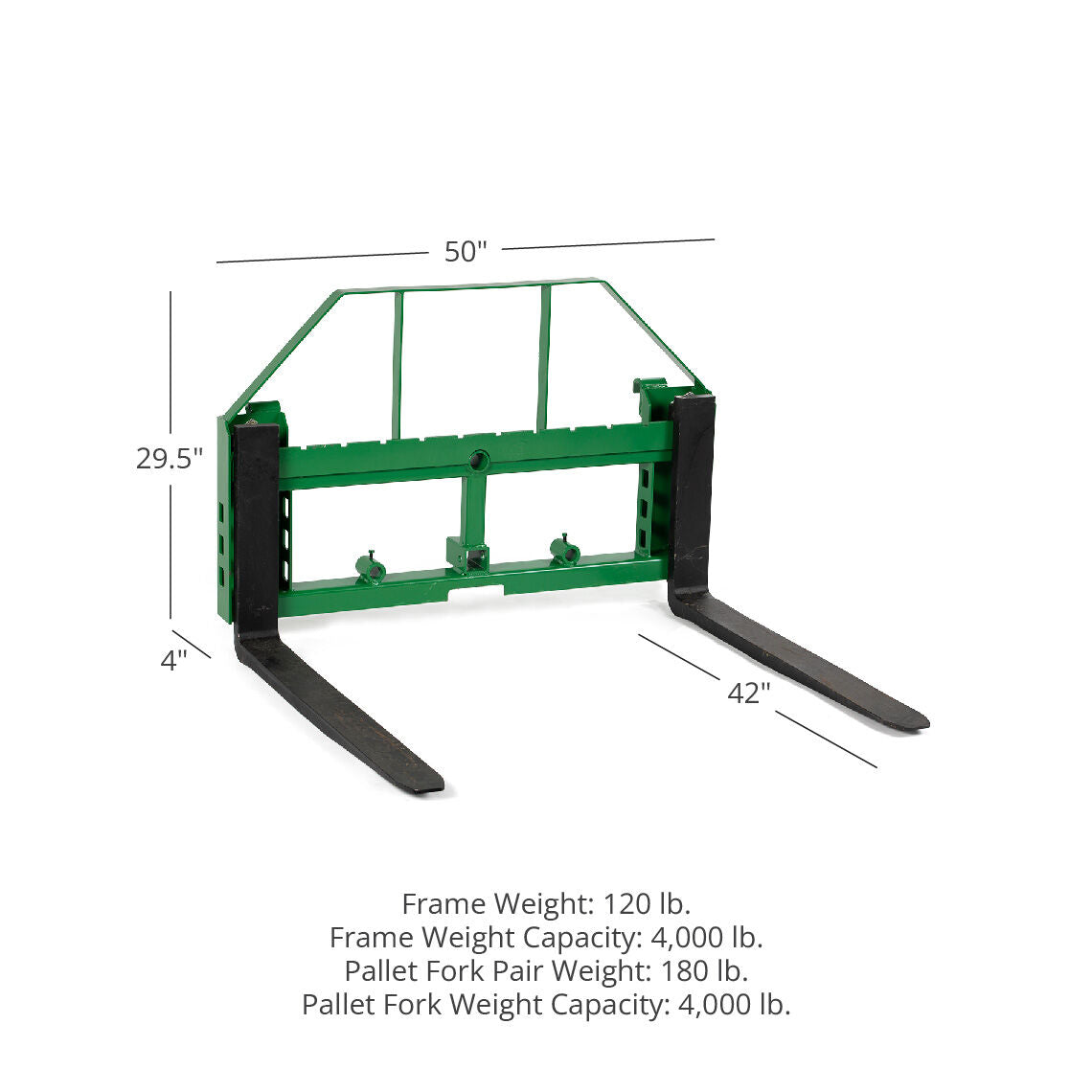 Standard Series Pallet Fork Frame Attachment, Fits John Deere Tractors | Frame + 42" Blades - view 8