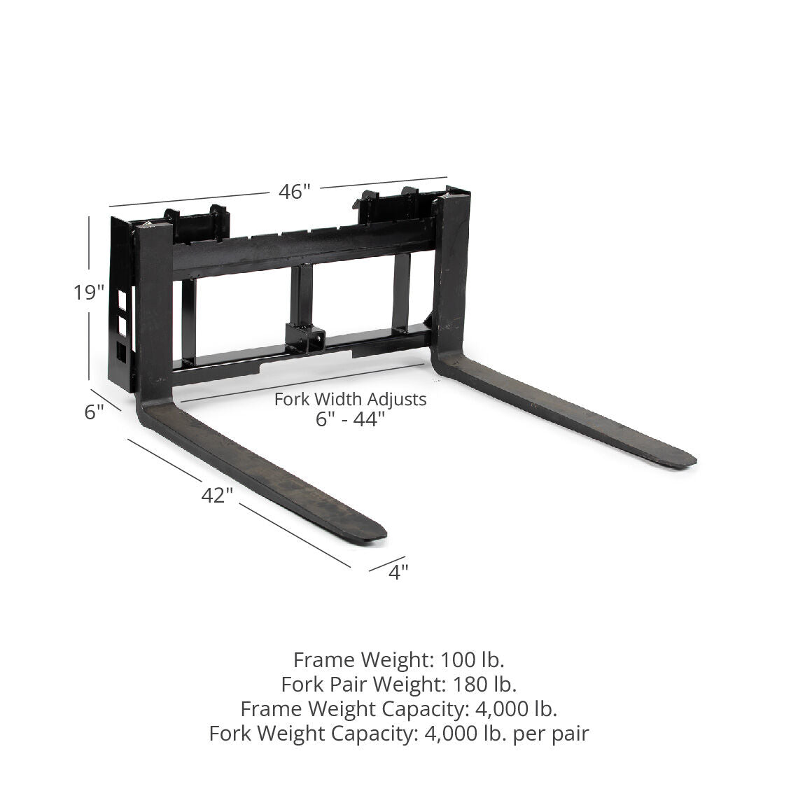 SCRATCH AND DENT - Economy Series Pallet Fork Attachment, 42" Fork Blades - FINAL SALE - view 2