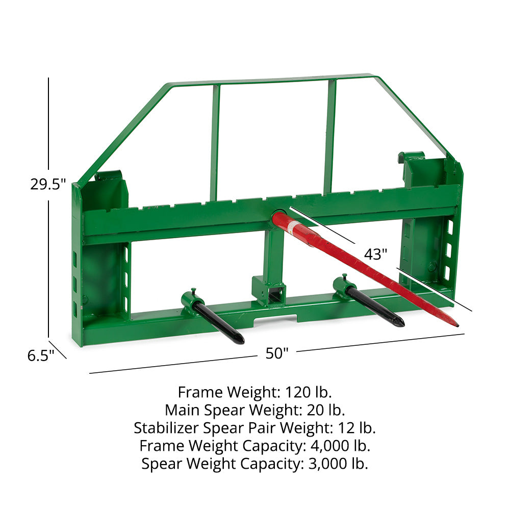 Standard Series Hay Frame, Fits John Deere Hook and Pin | 43" Main Spear + 17.5" Stabilizers - view 30