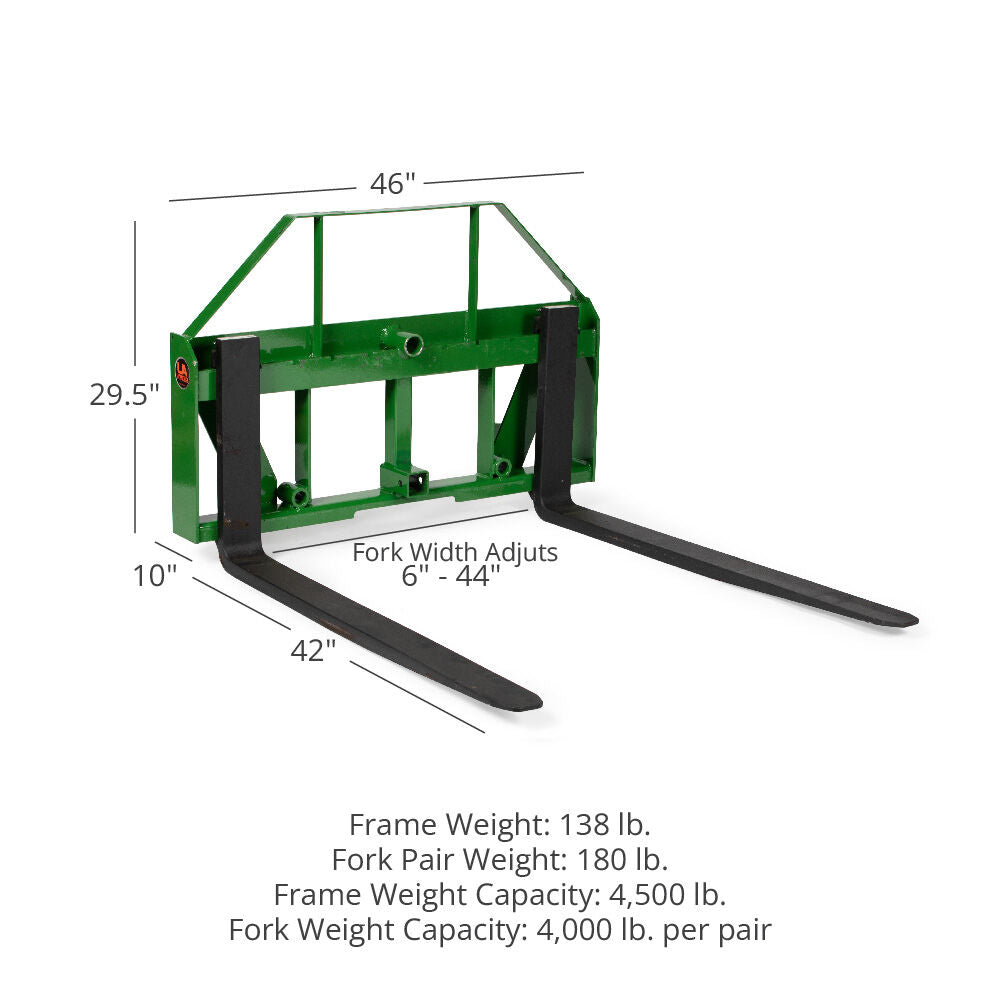 Standard Series USA Made Global Euro Pallet Fork Attachment | Frame + 42" Blades