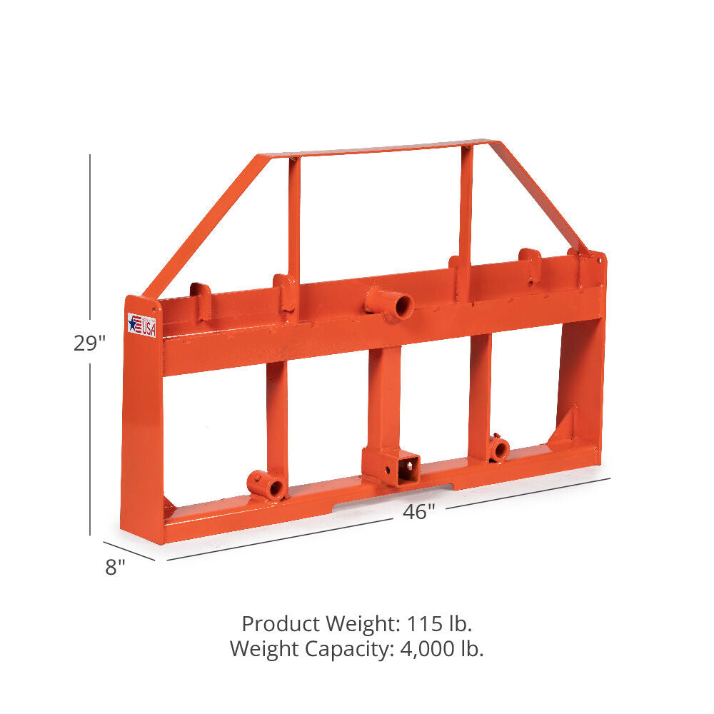 SCRATCH AND DENT - UA Pallet Fork Orange Hay Frame Attachment with Headache Rack and Receiver Hitch – Made in the USA - FINAL SALE - view 6