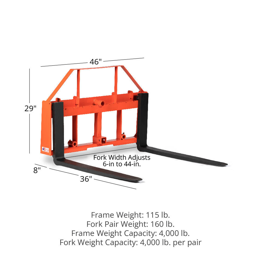 Standard Series USA Made Pallet Fork Frame Attachment | Frame + 36" Blades - view 6