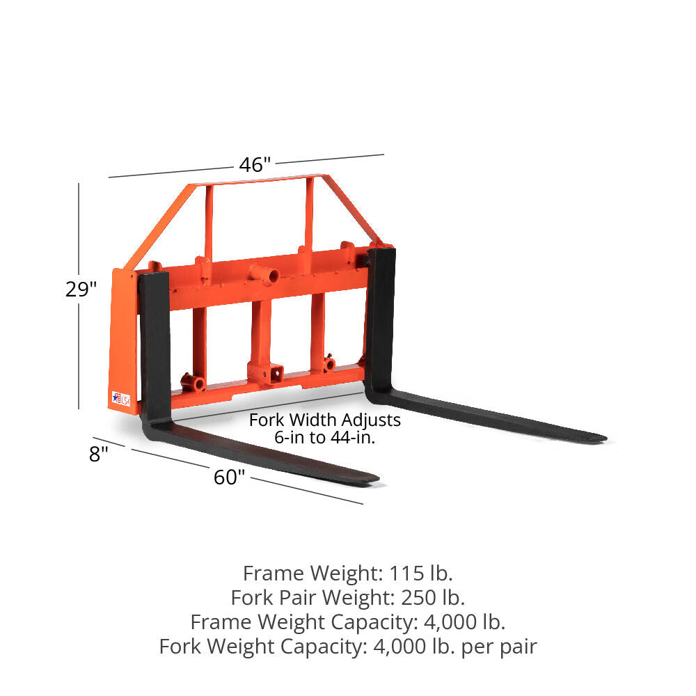 Standard Series USA Made Pallet Fork Frame Attachment | Frame + 60" Blades - view 24