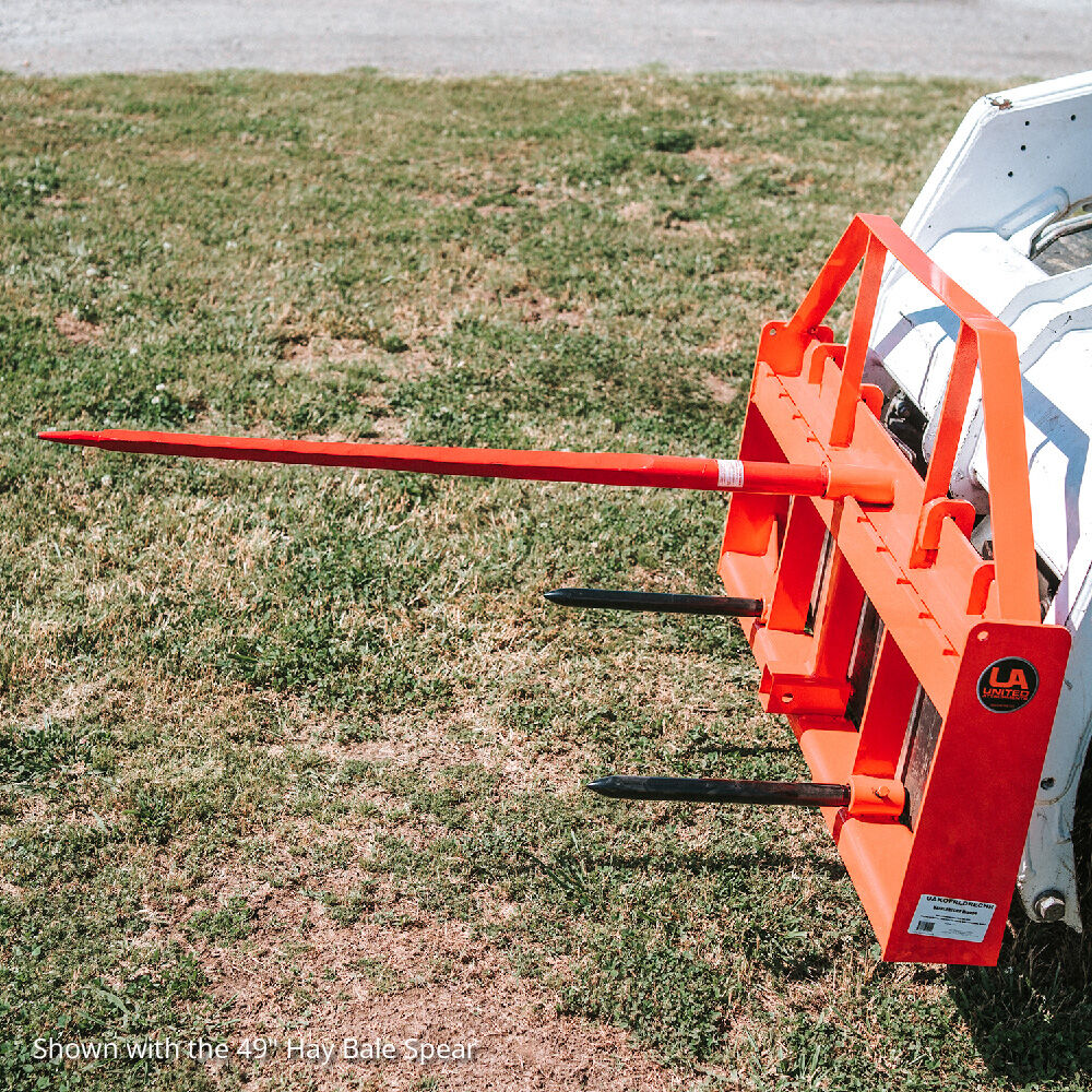 Standard Series USA Made Hay Frame Attachment - Color: Orange - Hay Bale Spear Length: 49" Main Spear + 17.5" Stabilizers | Orange / 49" Main Spear + 17.5" Stabilizers