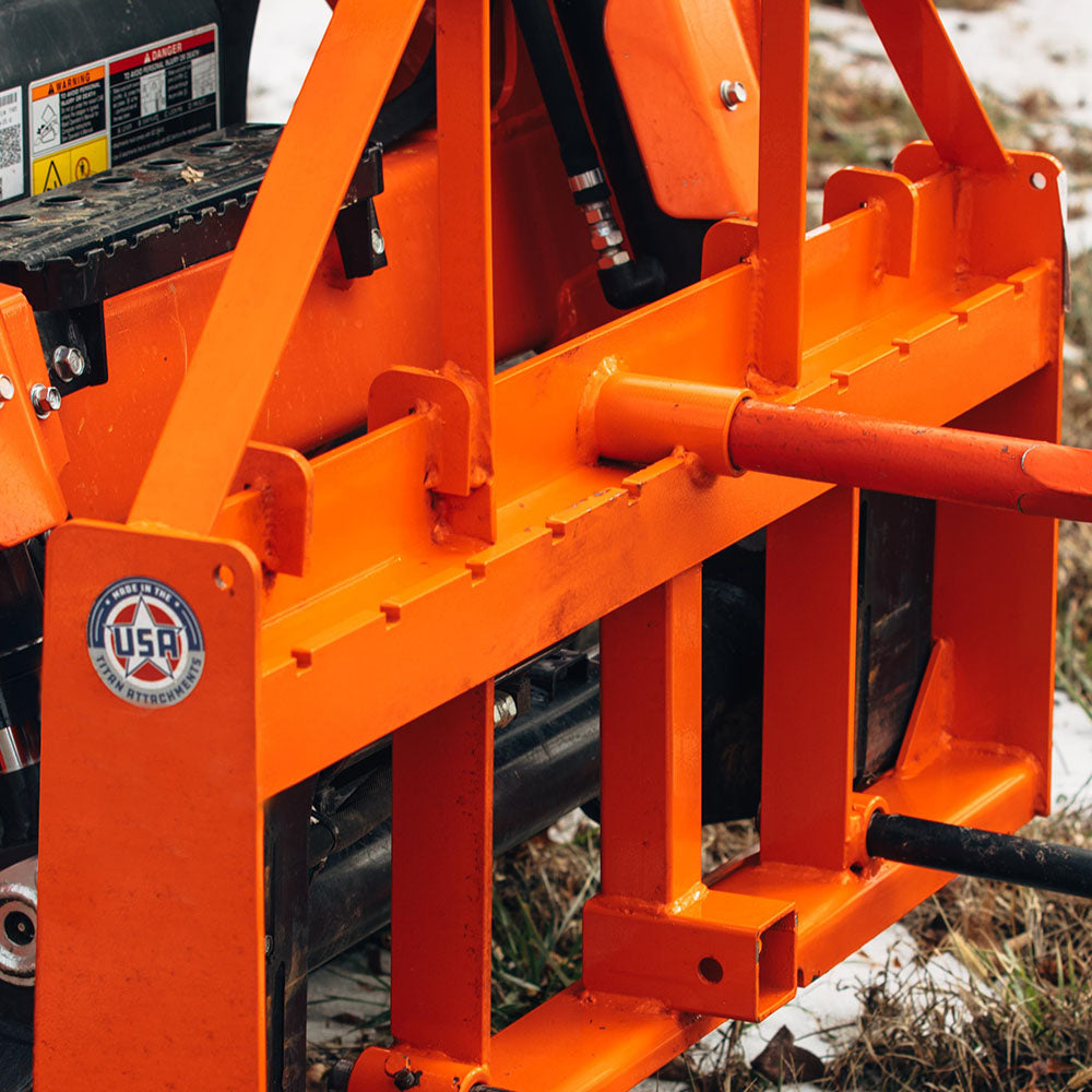 USA Made Standard Series Hay Frame Attachment | Orange / 49" Main Spear + 17.5" Stabilizers