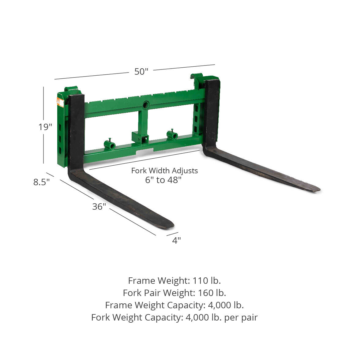 SCRATCH AND DENT - John Deere Pallet Fork Attachment, 36" Fork Blades - FINAL SALE - view 2