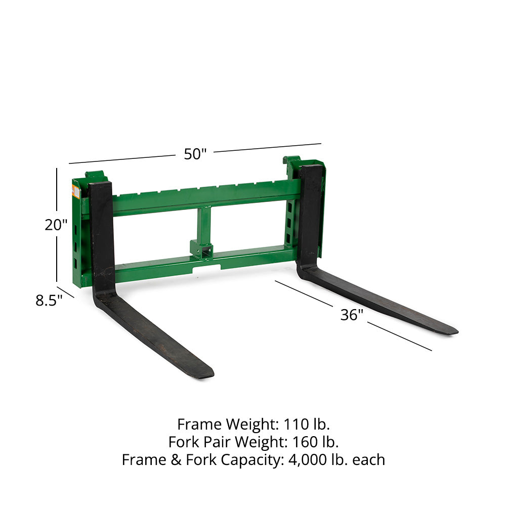 Economy Series Pallet Fork Frame Attachment, Fits John Deere Tractors | Frame + 36" Blades - view 10