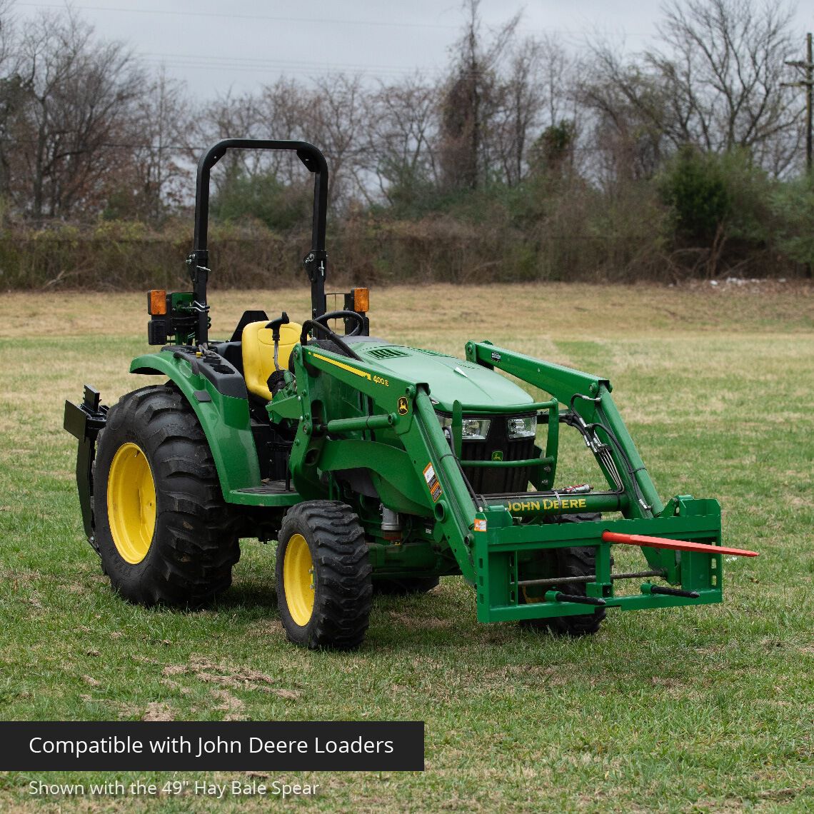 Economy Series Hay Frame Attachment, Fits John Deere Tractors | 32" Main Spear + 17.5" Stabilizers