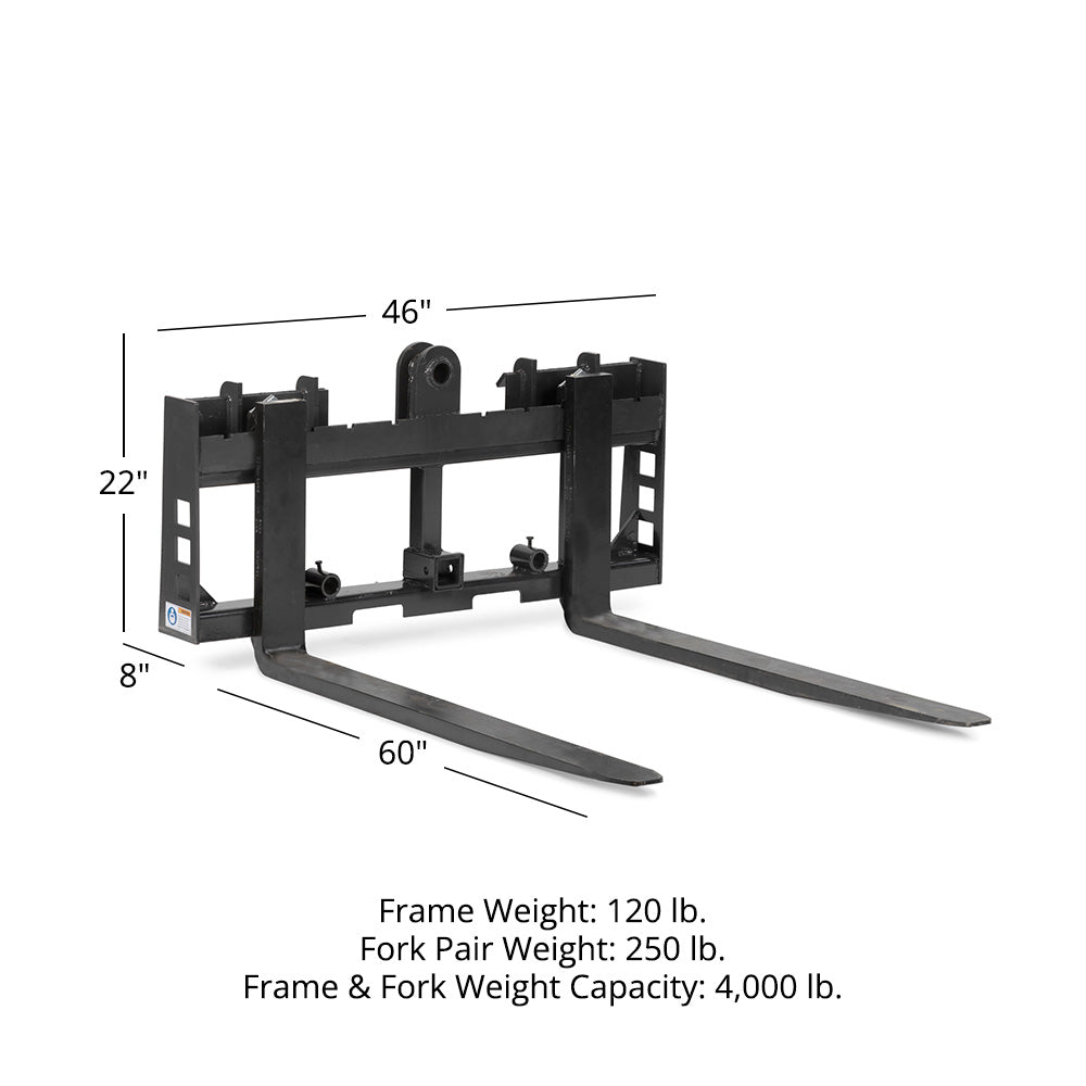 Economy Series Pallet Fork Frame Attachment | Frame + 60" Blades