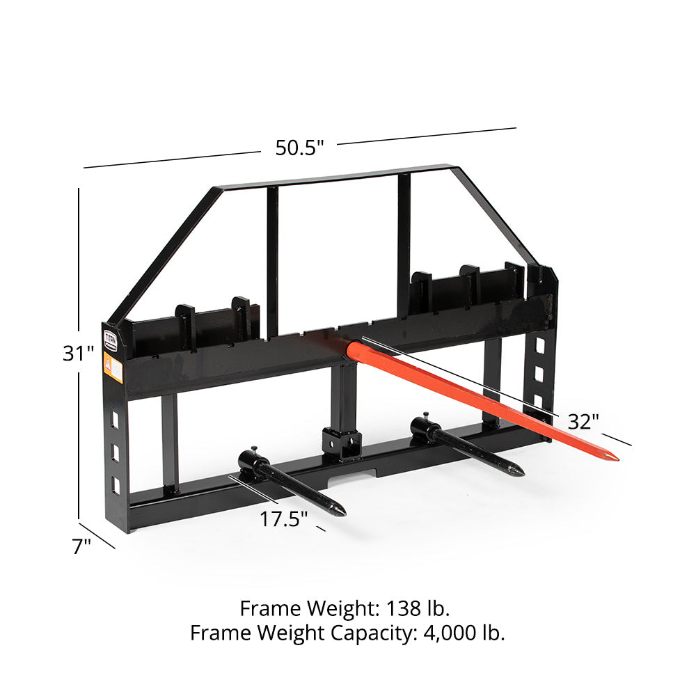 Standard Series Hay Frame Attachment - Hay Bale Spear Length: 32" Main Spear + 17.5" Stabilizers | 32" Main Spear + 17.5" Stabilizers - view 7