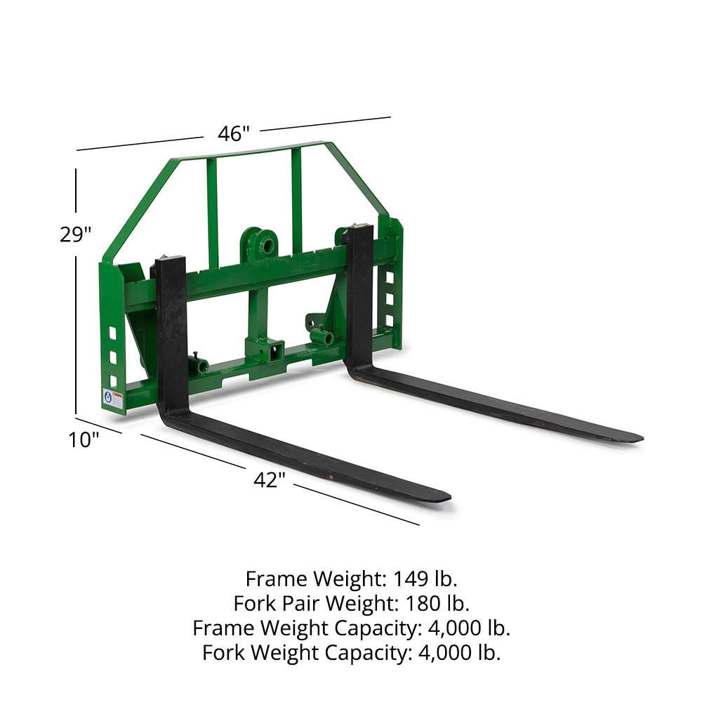 Standard Series Global Euro Pallet Fork Frame, Fits John Deere Tractors | Frame + 42" Blades - view 16