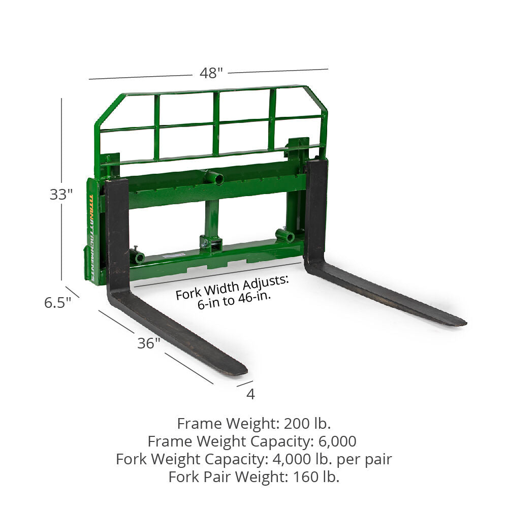 Pro Series Pallet Fork Frame Attachment, Fits John Deere Tractors | Frame + 36" Blades - view 9