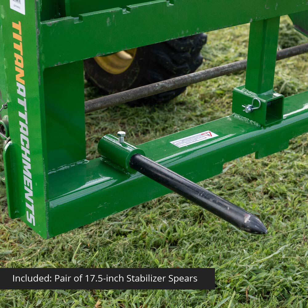 Pro Series Hay Frame Attachment, Fits John Deere Tractors | 32" Main Spear + 17.5" Stabilizers - view 5