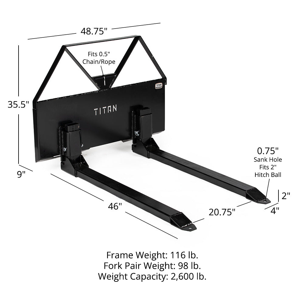Pin-On Pallet Fork Attachment, 46" Hefty Fork Blades - view 12
