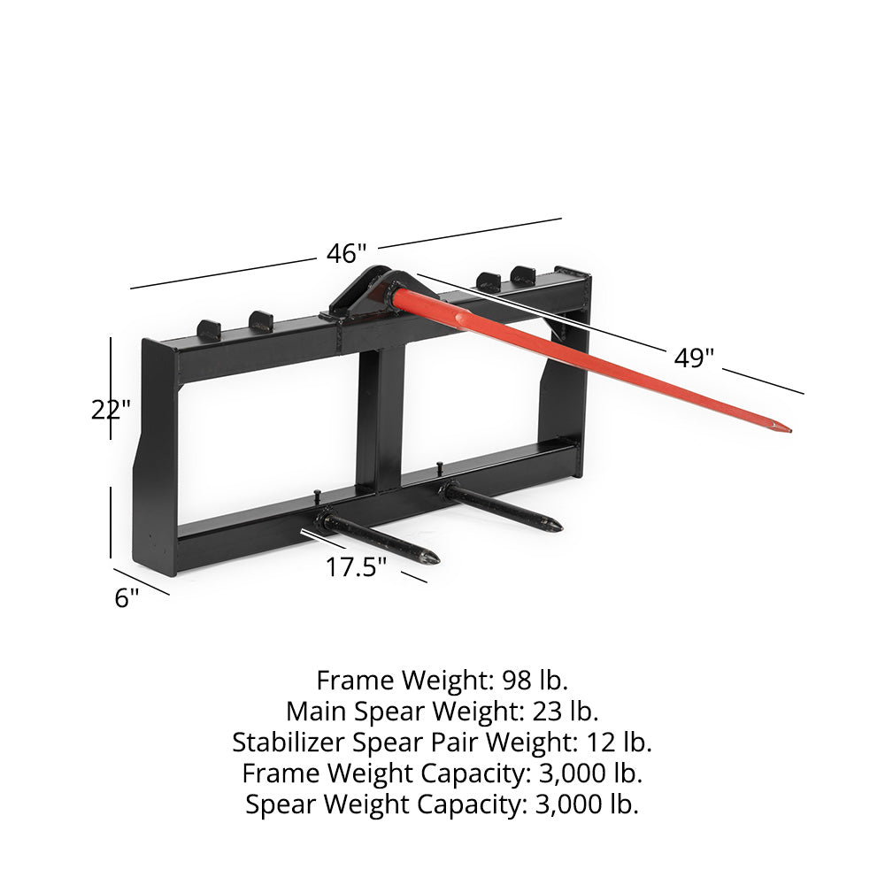 Skid Steer Hay Frame Attachment | Frame + 49" Spear