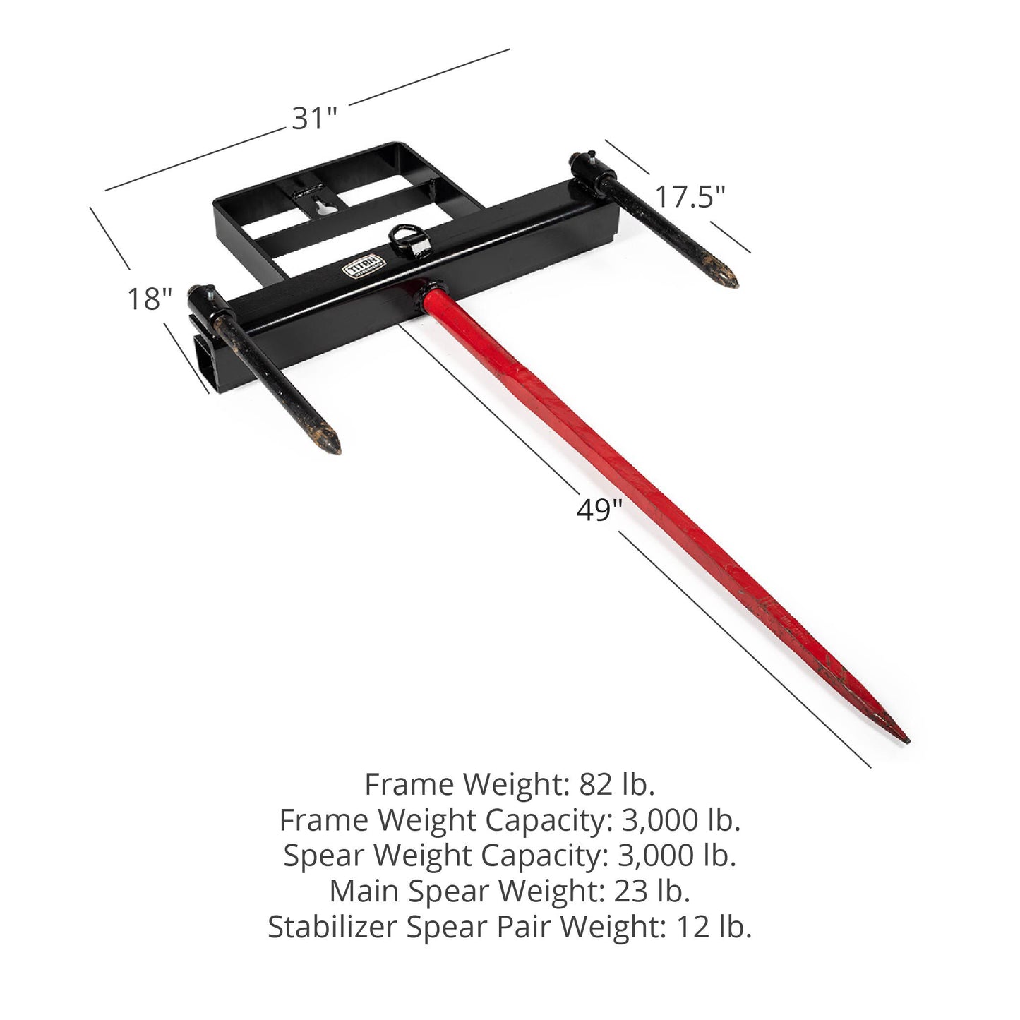 Universal Hay Bale Spear Bucket Attachment | Frame + 49" Spear - view 35