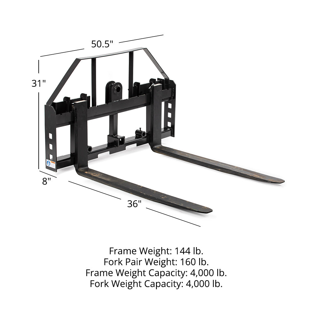 Standard Series Pallet Fork Frame Attachment | Frame + 36" Blades - view 8