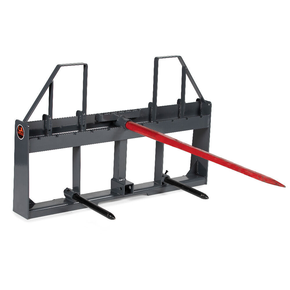 Standard Series USA Made Step-Through Hay Frame Attachment - Frame Color: Grey - Hay Bale Spear Length: 32" Main Spear + 17.5" Stabilizers | Grey / 32" Main Spear + 17.5" Stabilizers - view 1