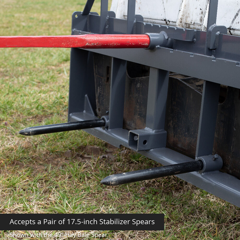 Standard Series USA Made Step-Through Hay Frame Attachment - Frame Color: Grey - Hay Bale Spear Length: 32" Main Spear + 17.5" Stabilizers | Grey / 32" Main Spear + 17.5" Stabilizers - view 6