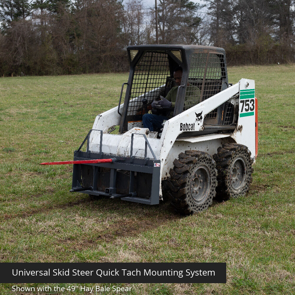 Standard Series USA Made Step-Through Hay Frame Attachment - Frame Color: Grey - Hay Bale Spear Length: 39" Main Spear + 17.5" Stabilizers | Grey / 39" Main Spear + 17.5" Stabilizers - view 11