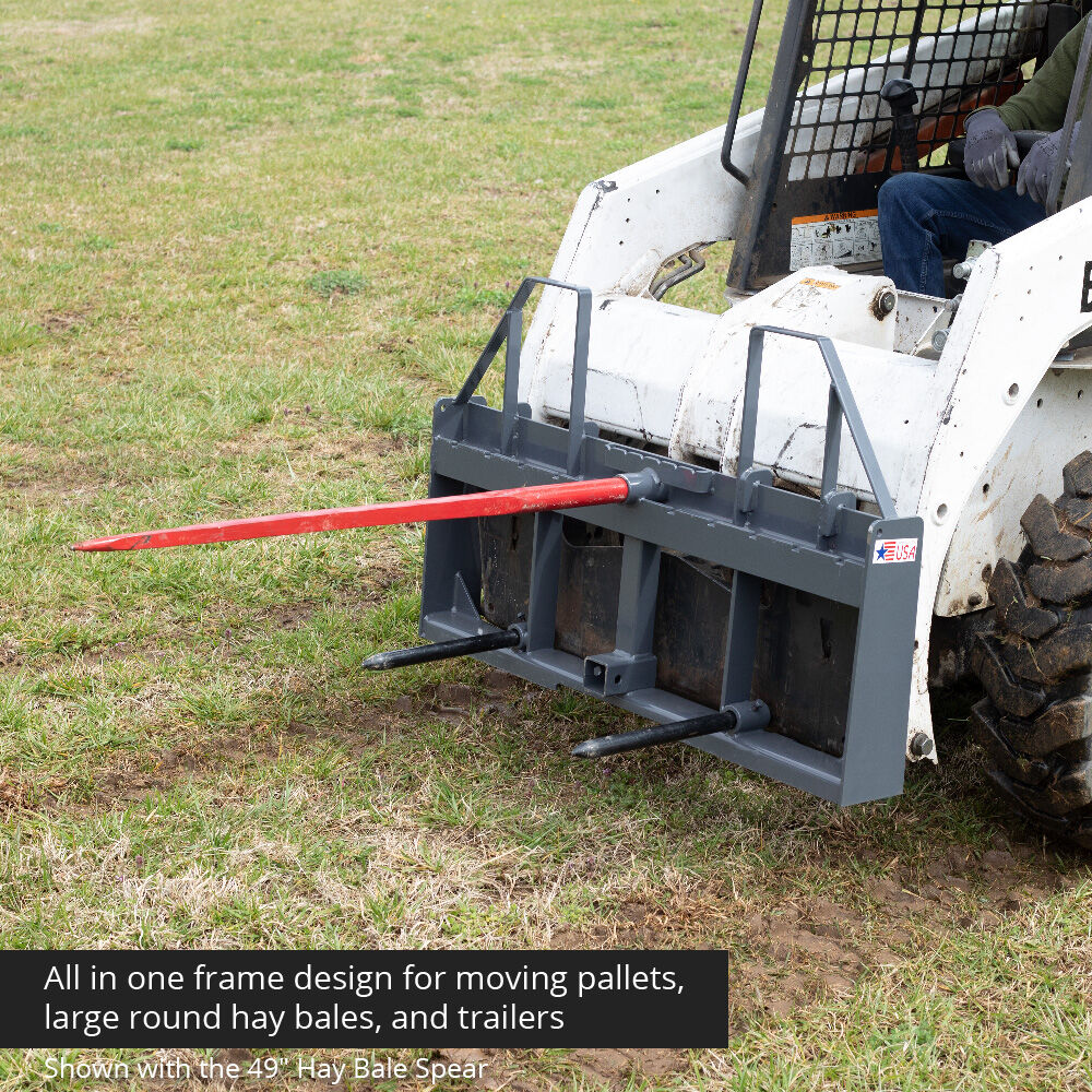 Standard Series USA Made Step-Through Hay Frame Attachment - Frame Color: Grey - Hay Bale Spear Length: 39" Main Spear + 17.5" Stabilizers | Grey / 39" Main Spear + 17.5" Stabilizers - view 12