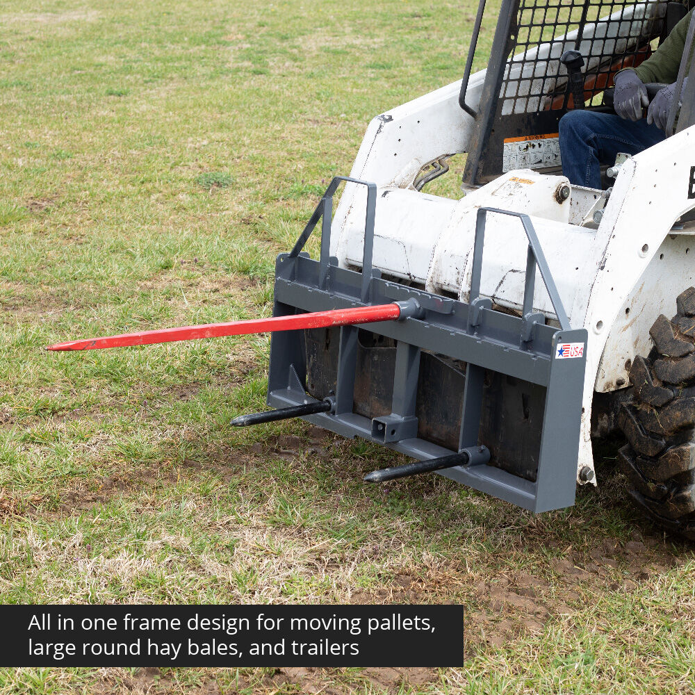 Standard Series USA Made Step-Through Hay Frame Attachment - Frame Color: Grey - Hay Bale Spear Length: 49" Main Spear + 17.5" Stabilizers | Grey / 49" Main Spear + 17.5" Stabilizers - view 31