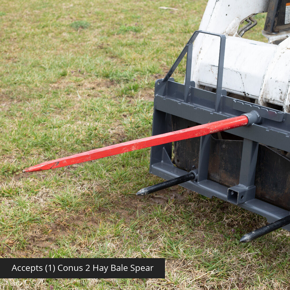 Standard Series USA Made Step-Through Hay Frame Attachment - Frame Color: Grey - Hay Bale Spear Length: 49" Main Spear + 17.5" Stabilizers | Grey / 49" Main Spear + 17.5" Stabilizers - view 33