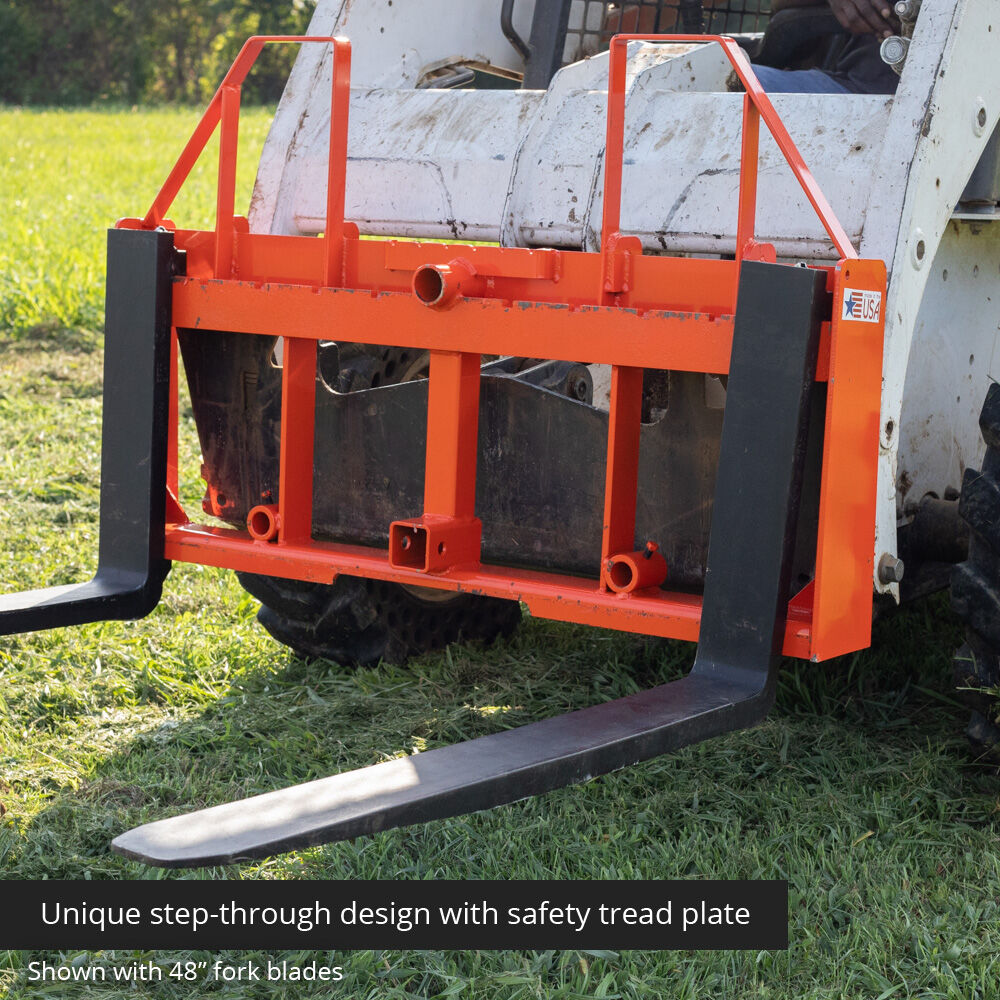 Standard Series USA Made Step-Through Pallet Fork Frame Attachment - Frame Color: Orange - Optional Pallet Fork Blades. Forks and Frames May Ship Separately. : Frame + 36" Blades | Orange / Frame + 36" Blades - view 63