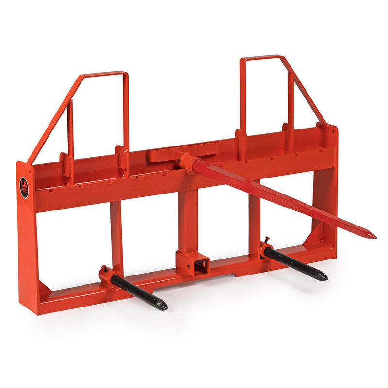 Standard Series USA Made Step-Through Hay Frame Attachment - Frame Color: Orange - Hay Bale Spear Length: 32" Main Spear + 17.5" Stabilizers | Orange / 32" Main Spear + 17.5" Stabilizers