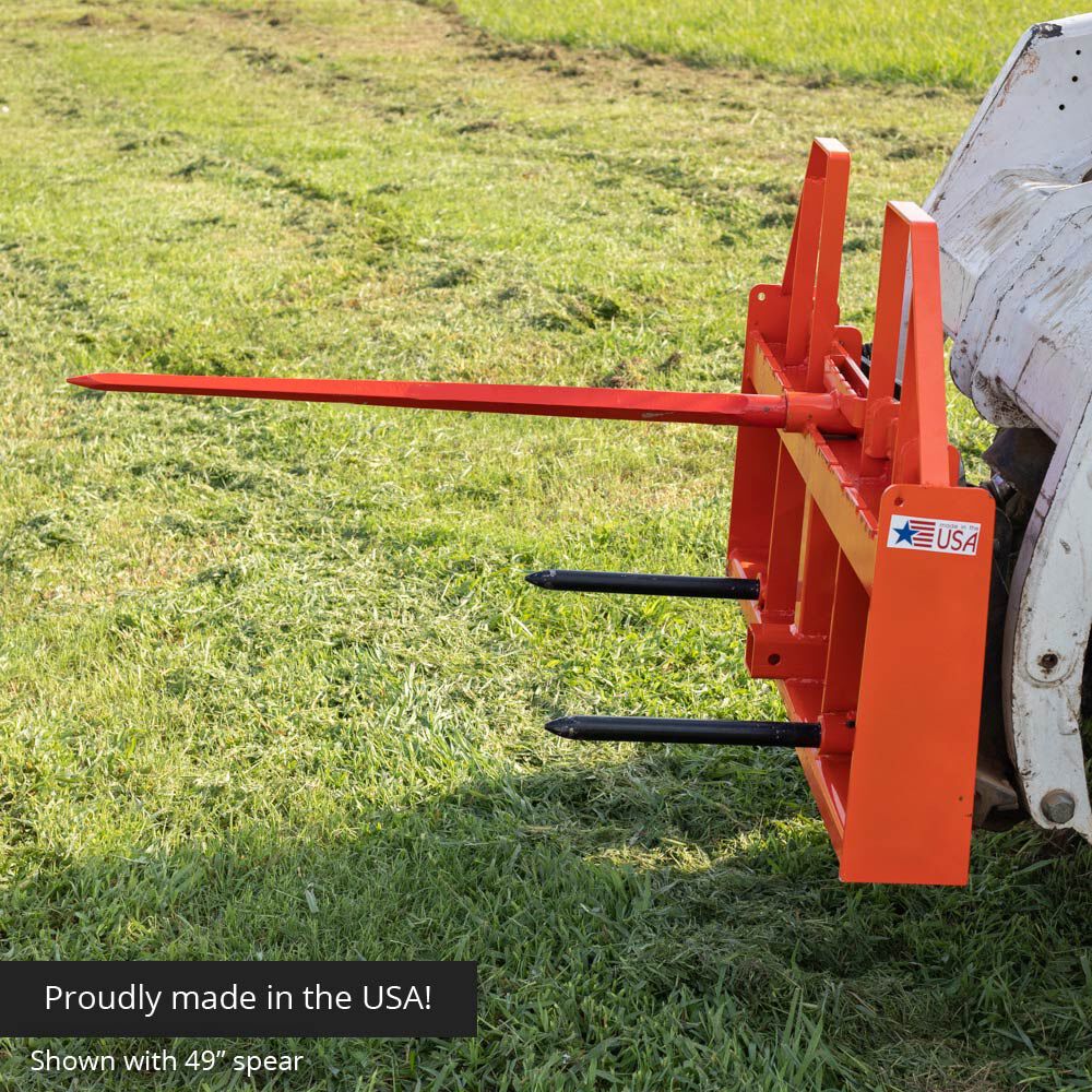 Standard Series USA Made Step-Through Hay Frame Attachment - Frame Color: Orange - Hay Bale Spear Length: 32" Main Spear + 17.5" Stabilizers | Orange / 32" Main Spear + 17.5" Stabilizers - view 47