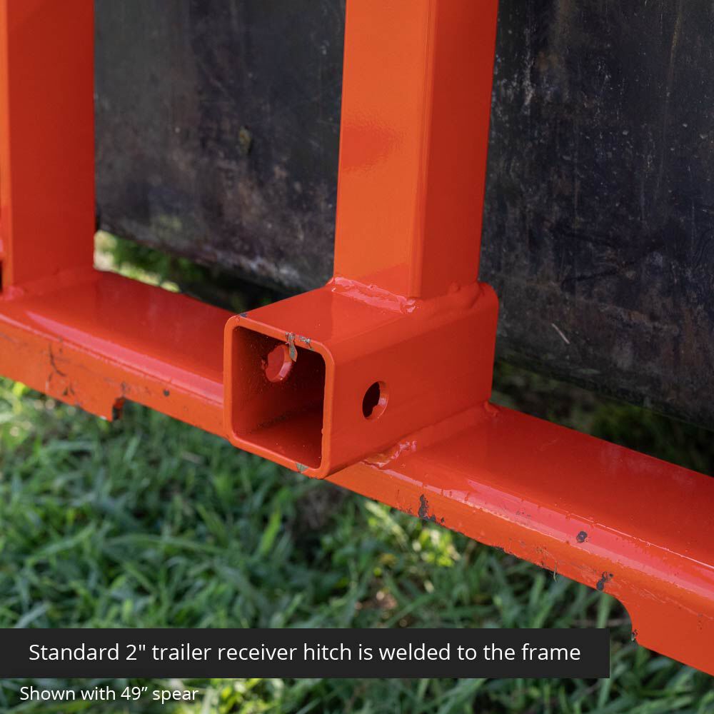 Standard Series USA Made Step-Through Hay Frame Attachment - Frame Color: Orange - Hay Bale Spear Length: 32" Main Spear + 17.5" Stabilizers | Orange / 32" Main Spear + 17.5" Stabilizers - view 48