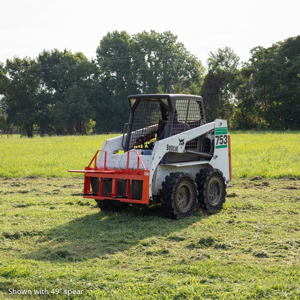 Standard Series USA Made Step-Through Hay Frame Attachment - Frame Color: Orange - Hay Bale Spear Length: 39" Main Spear + 17.5" Stabilizers | Orange / 39" Main Spear + 17.5" Stabilizers - view 51