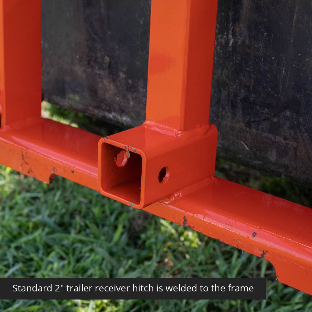 Standard Series USA Made Step-Through Hay Frame Attachment - Frame Color: Orange - Hay Bale Spear Length: 49" Main Spear + 17.5" Stabilizers | Orange / 49" Main Spear + 17.5" Stabilizers - view 75