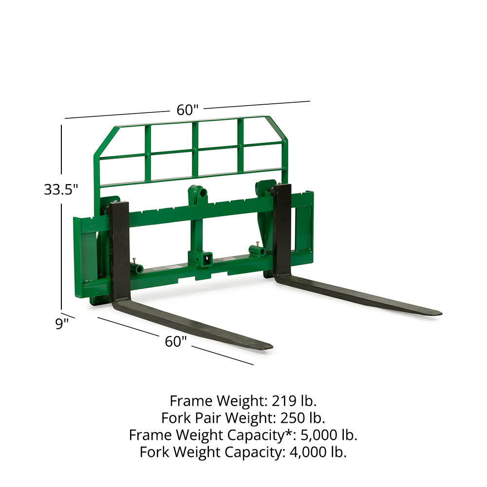 Pro Series Hook and Pin Extra Wide Pallet Fork Frame Attachment | 60"/60"