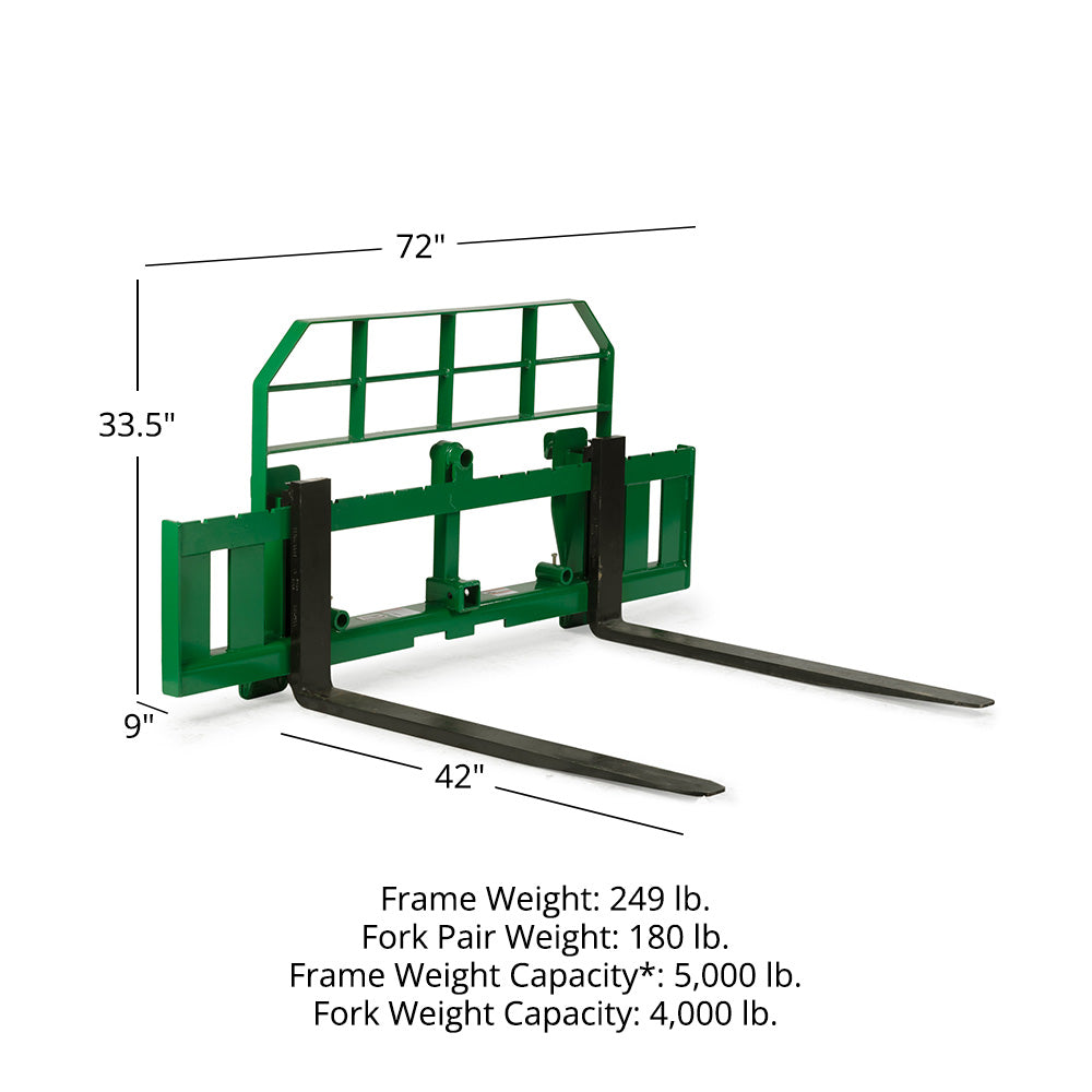 Pro Series Hook and Pin Extra Wide Pallet Fork Frame Attachment | 72"/42"