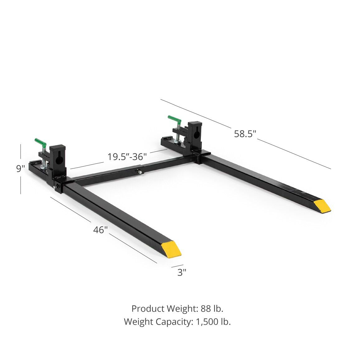 SCRATCH AND DENT - 43" LW Clamp on Pallet Forks 1,500 lb Capacity w/ Stabilizer Bar - FINAL SALE - view 2