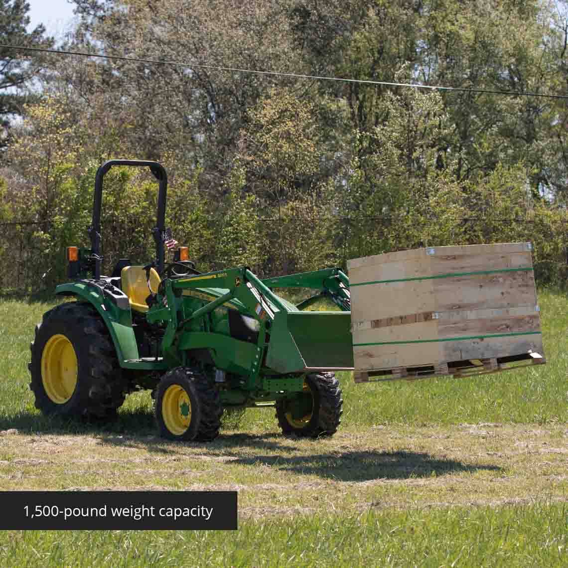 SCRATCH AND DENT - 43" LW Clamp on Pallet Forks 1,500 lb Capacity w/ Stabilizer Bar - FINAL SALE