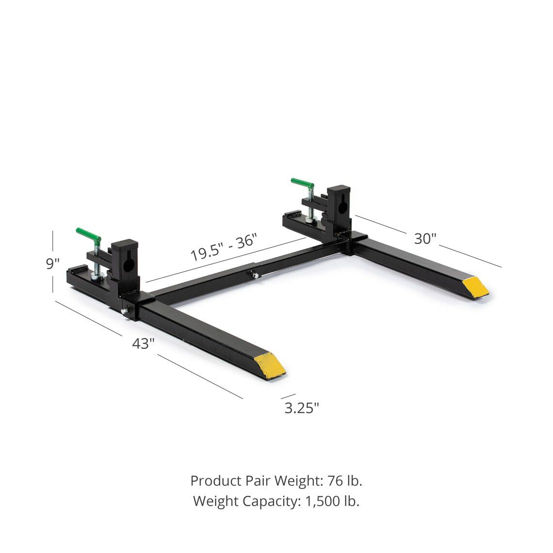 43" Light-Duty Clamp-On Pallet Forks | With Stabilizer Bar - view 11