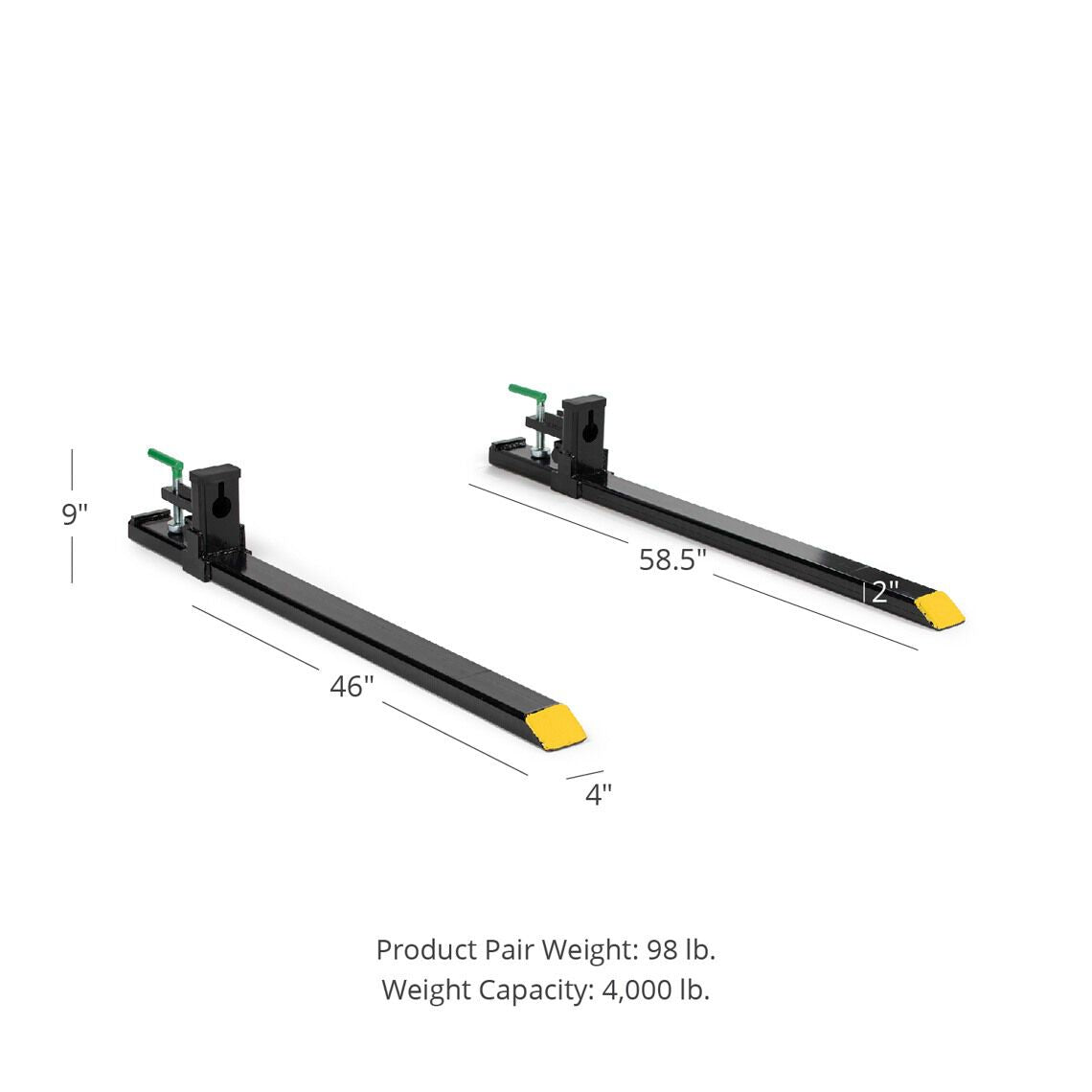 SCRATCH AND DENT - 4000-Pound Capacity Clamp-on Pallet Forks for Tractor/Loader, Skid Steer Bucket - Pair - FINAL SALE