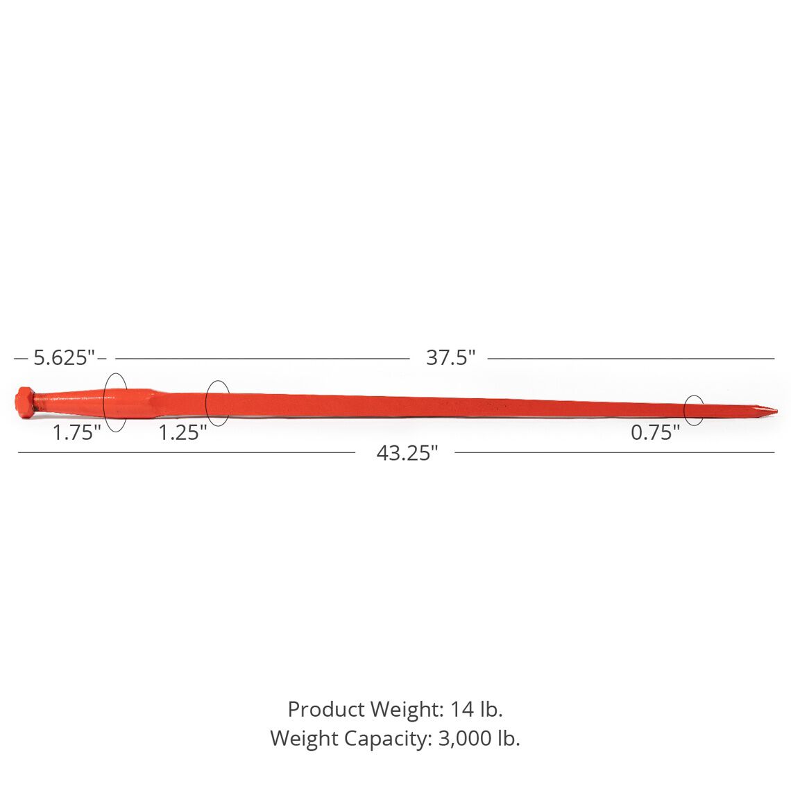 SCRATCH AND DENT - C2 43-in Hay Bale Spear - FINAL SALE