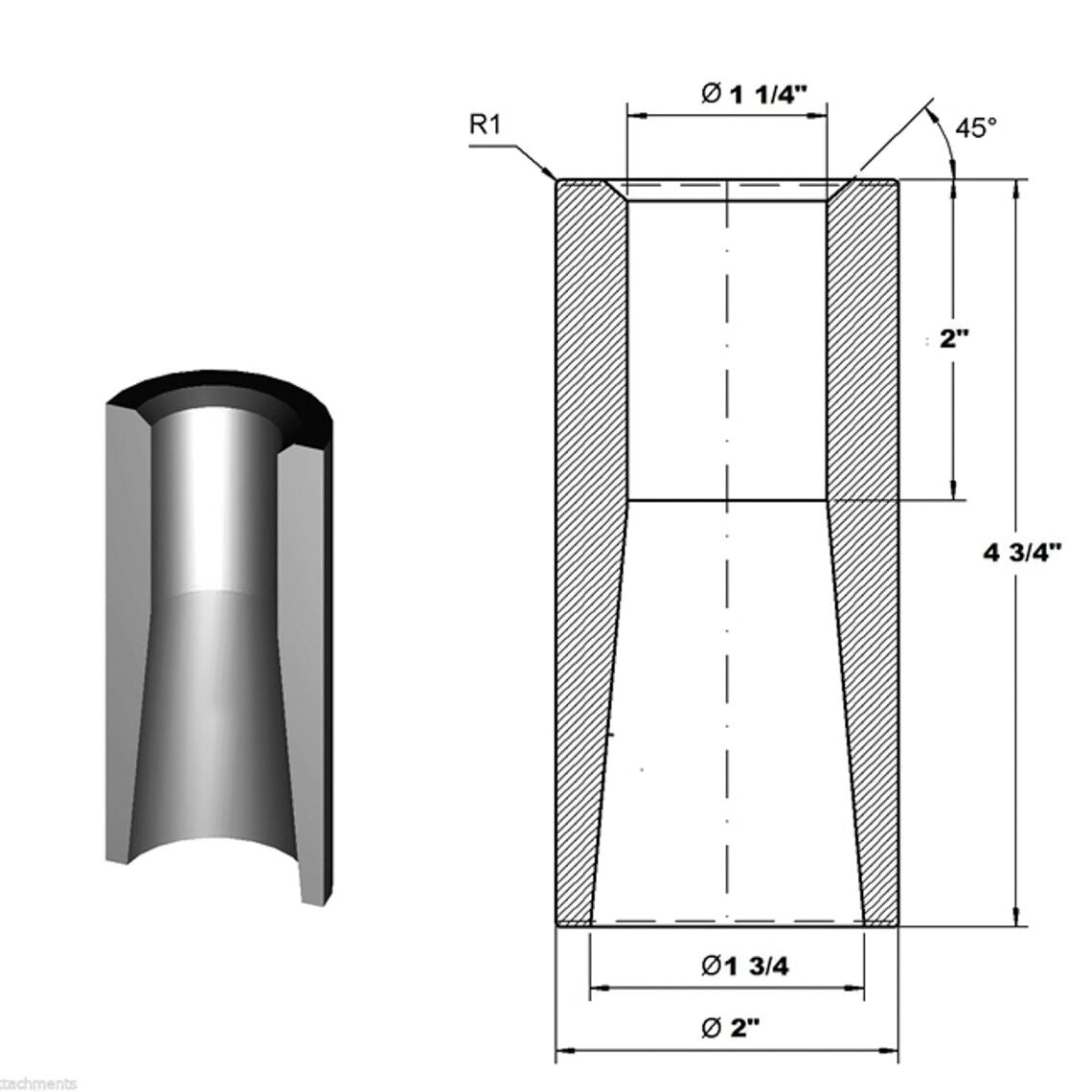 32" Square Hay Bale Spear 3,000 lbs capacity, 1 3/4" wide with nut and sleeve Conus 2 - view 3