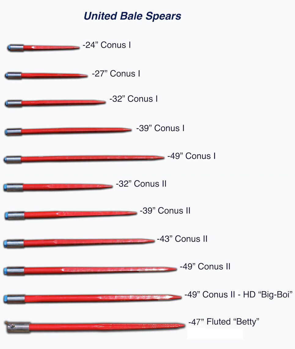 27" Square Bale Spear 1,350 lbs capacity, 1 3/8" wide with nut and sleeve Conus 1 (10 spears) - view 3