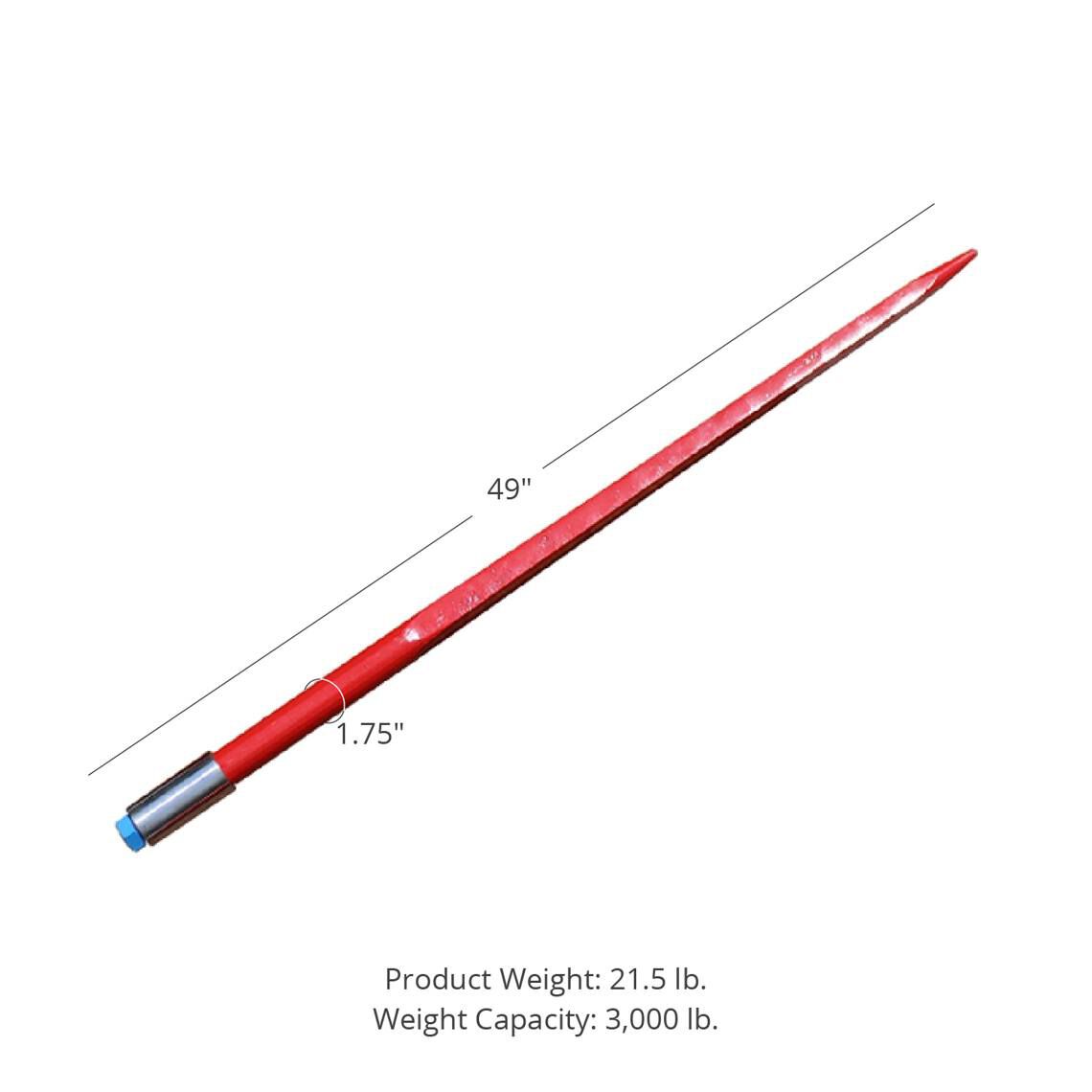 49" Square Bale Spear 3,000 lbs capacity, 1 3/4" wide with nut and sleeve Conus 2 (10 Spears) - view 2