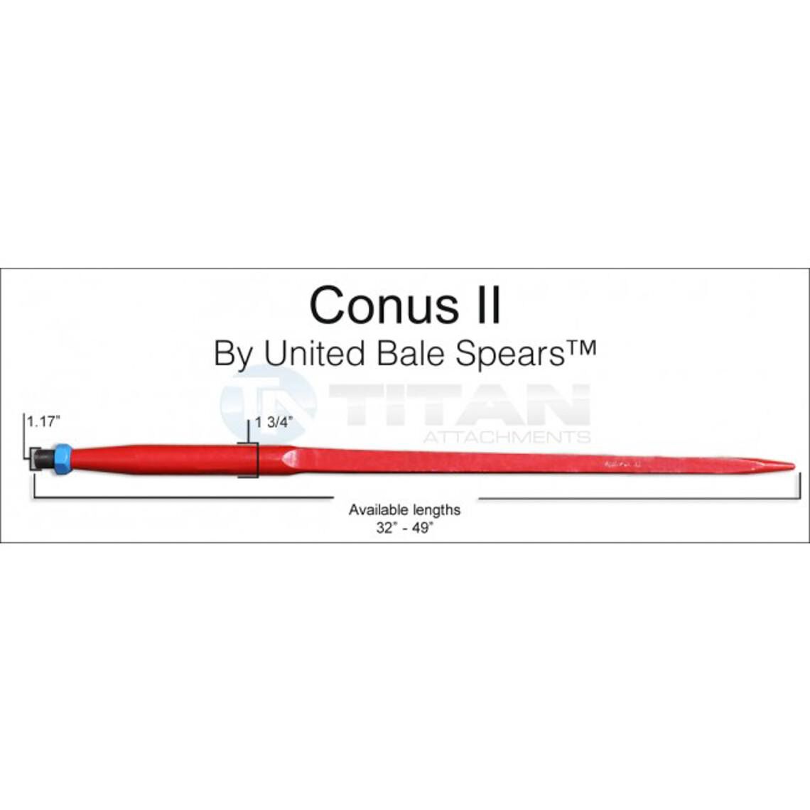 43" Square Hay Bale Spear 3,000 lbs capacity, 1 3/4" wide with nut and sleeve Conus 2 - view 4